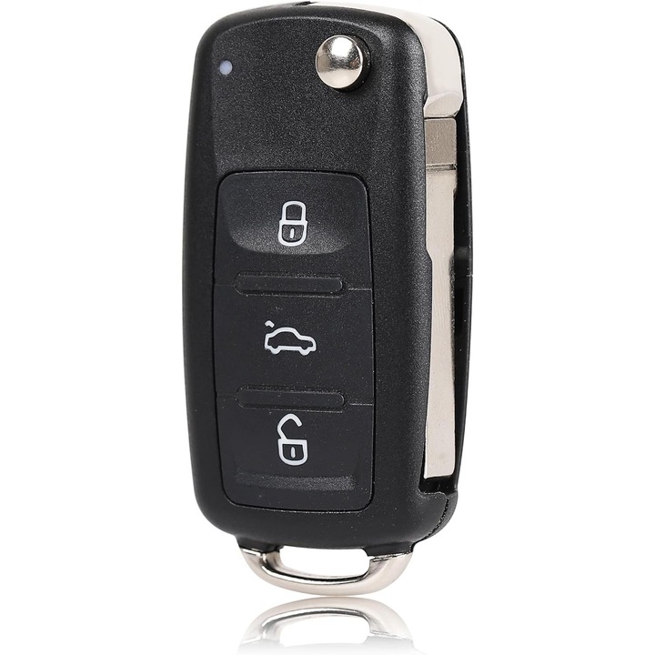 Cheie Auto cu 3 Butoane, LED la mijloc, cu sigla masinii, Compatibil Volkswagen Beetle Golf Jetta Polo Sharan Tiguan Touran Transporter, OUYLAF, Negru