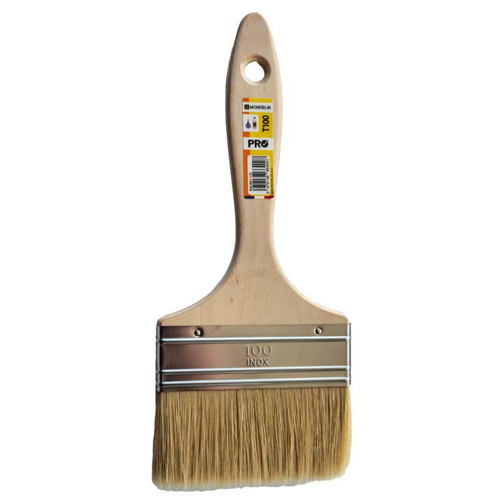Pensula extra plata MONDELIN gama PRO universala cu manson inox, T100, grosime 8, 5 mm
