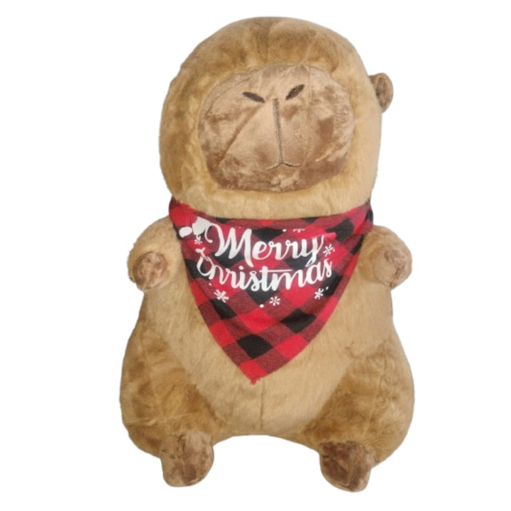 Capybara jucarie plus, VICTINY®, maro/ merry christmas/ 40 cm