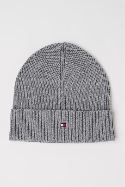 Tommy Hilfiger, Шапка с органичен памук, Сив