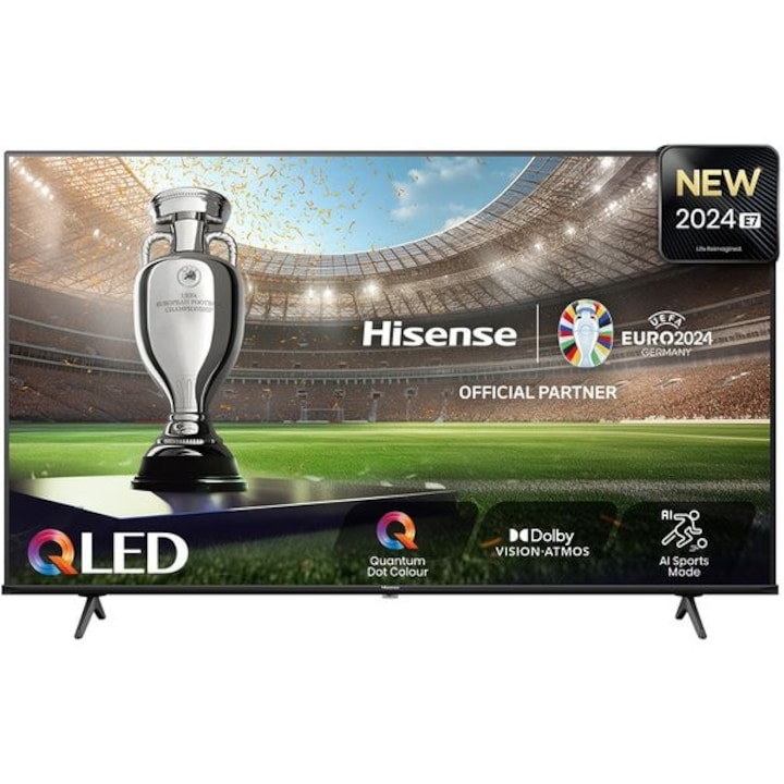 Смарт телевизор HISENSE 75E7NQ Pro QLED, Ultra HD 4K, HDR, 189 см, клас E, сив