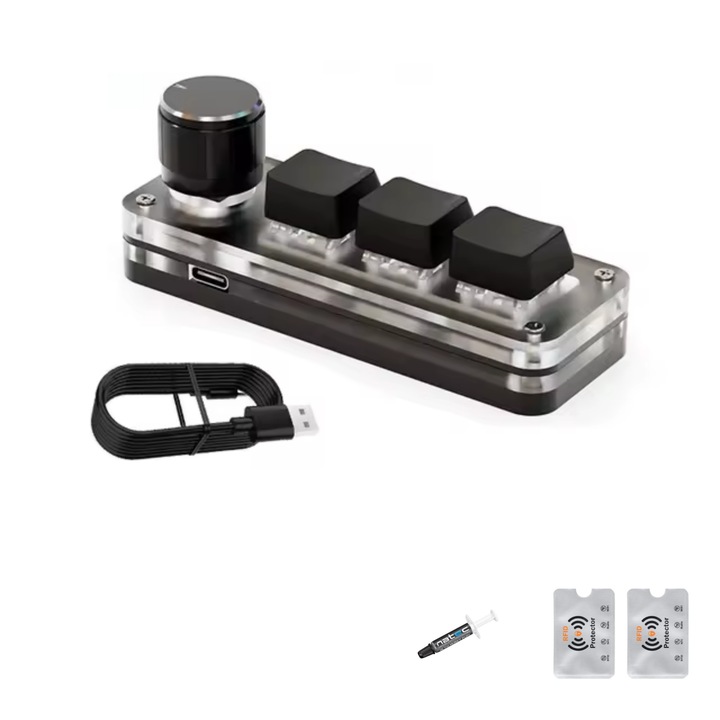 Mikroprogramozható mechanikus billentyűzet, RGB, gomb, vezérlési és termelékenységi parancsikonok játékhoz, tervezéshez és irodai használatra, Natec Husky 1G pasztával és 2 Rfid védelemmel, fekete, Undershop