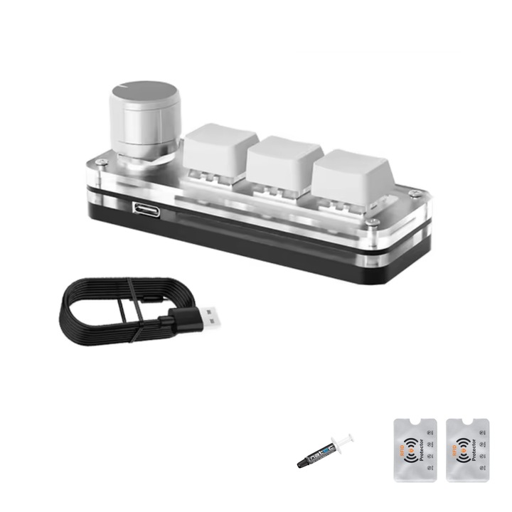 Mikroprogramozható mechanikus billentyűzet, RGB, gomb, vezérlési és termelékenységi parancsikonok játékhoz, tervezéshez és irodai használatra, Natec Husky 1G pasztával és 2 RFID védelemmel, fehér, Undershop