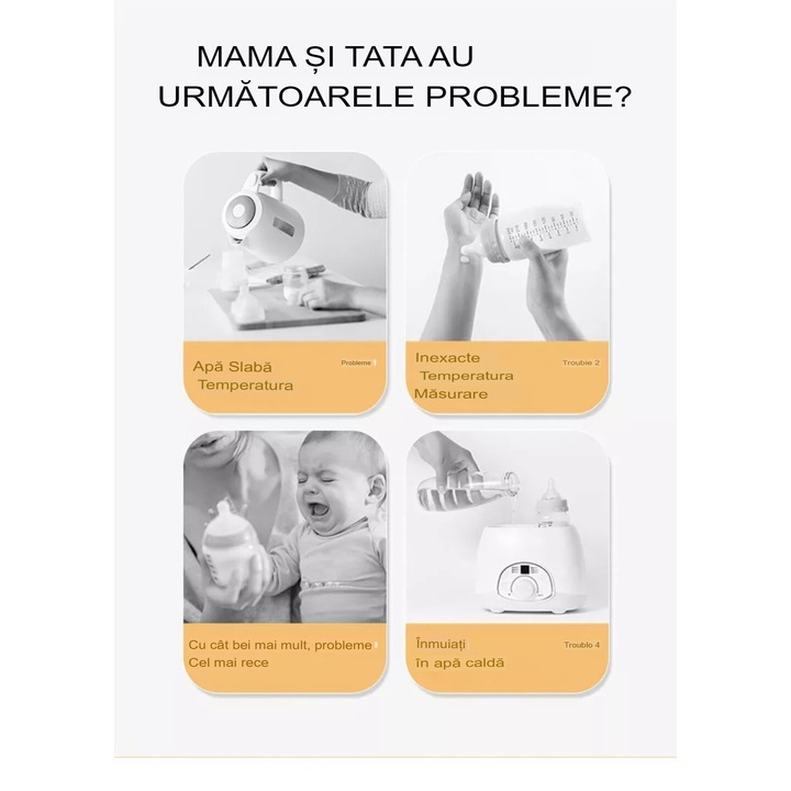 Нагревател за шишета с преносимо шише Arvada Baby Comfort, с USB зареждане, силиконова дръжка, постоянна температура до 24 часа, цифров дисплей 14x8cm, жълт