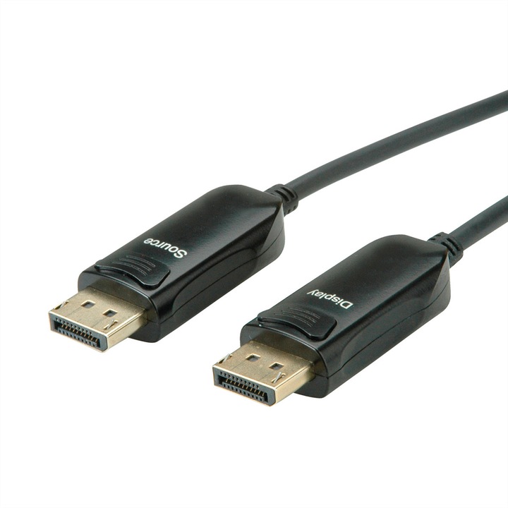 DisplayPort v1.4 kábel, Roline, optikai szál, fekete, 30 m