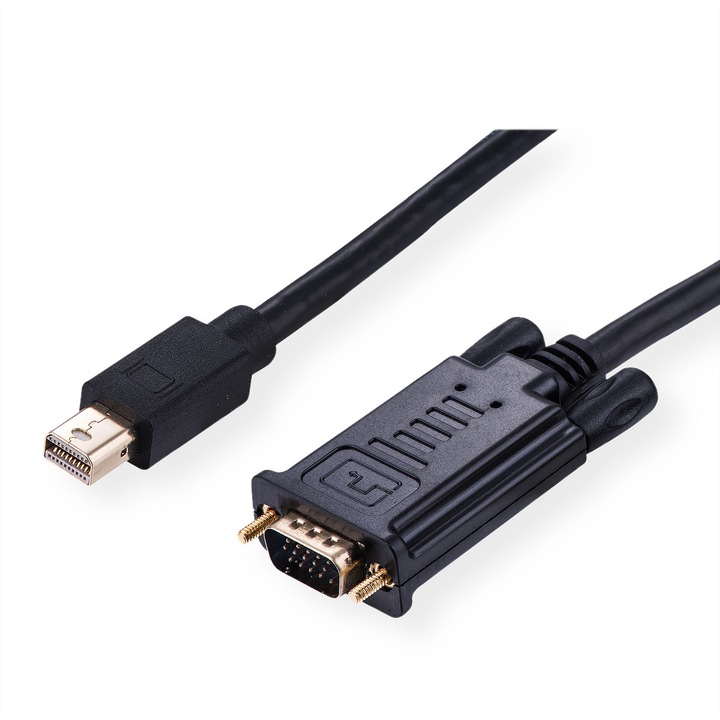 Mini DisplayPort, Roline, VGA кабел, Mini DP M - VGA M, компактен, 1 м