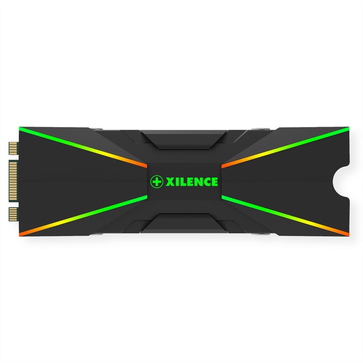 Hűtő SSD M.2 2280-hoz, Xilence, elegáns fekete dizájn, ARGB világítás, szerelőkészlet mellékelve