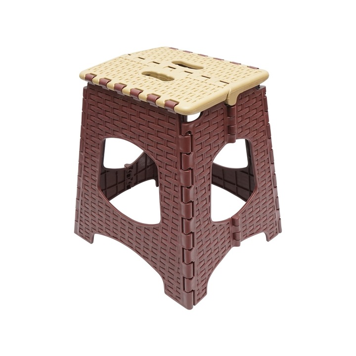 Пластмасов сгъваем стол, кремаво-кафяв, 265 x 225 x В430 мм