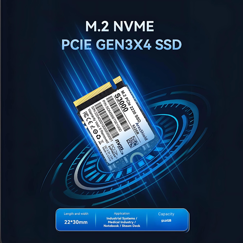 SSD M.2 2230 NVMe PCIe Gen3x4 512GB, Suporta: Carcasa M.2 NVMe