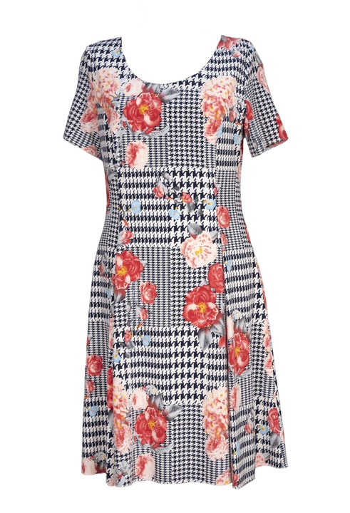 Rochie dama vaporoasa, cu model floral multicolorzas, Multicolor