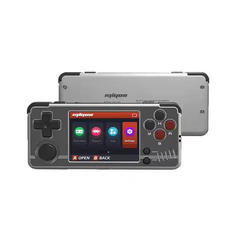 Consola jocuri Miyoo A30 Retro, 64GB, Emulator PS1, 2, 8 inch IPS LCD, 2200mAh, Wireless, Vibratii, USB-C, Gri