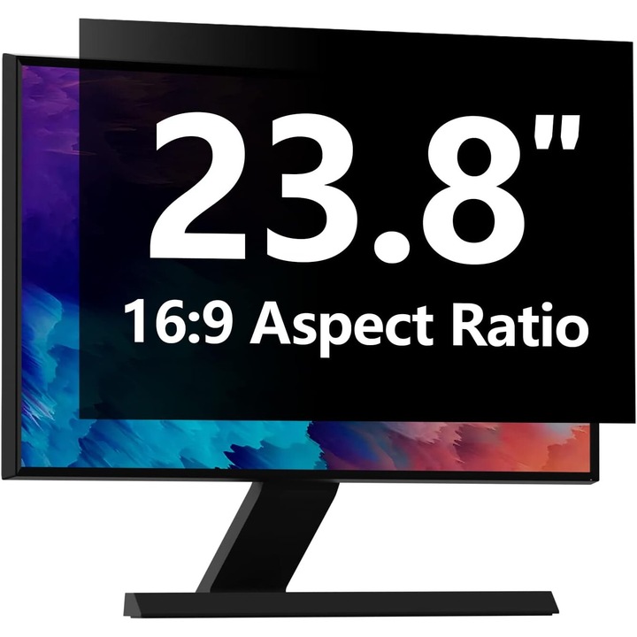 Adatvédelmi szűrő, GOSTOCK®, 23,8", 16:9, Laptophoz, Levehető, 2 rögzítési lehetőség, Fekete