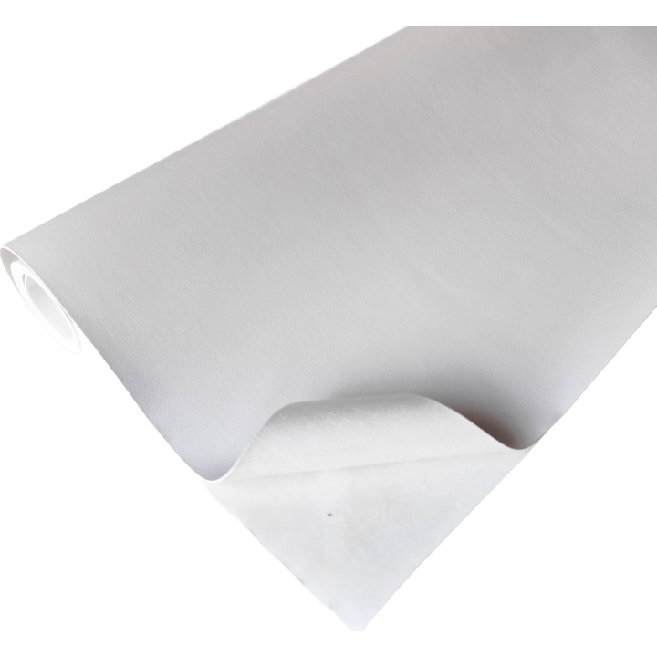 Folie Piele Ecologica Autoadeziva, Taphiceros, Tapiterie pentru Reconditionare si Retapitare Canapea, Scaun, Fotoliu, Interior Auto, Culoare Alb, Dimensiune 1000 cm x 140 cm