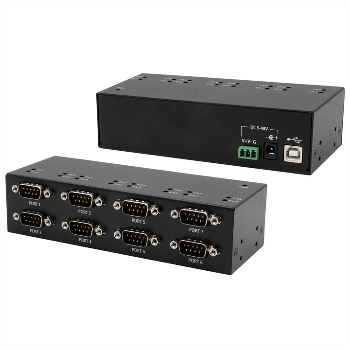 USB 2.0 konverter, Exsys, EX-13078HM, 8 port, fekete