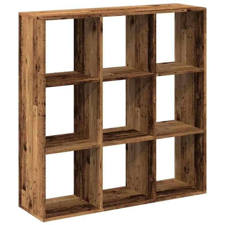 Antik fa színű fa térelválasztó könyvespolc 102x29x103,5 cm