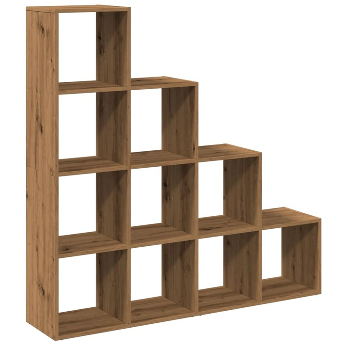VidaXL 4 szintes kézműves fa elválasztó könyvespolc 131, 5x29x131, 5 cm 28 kg