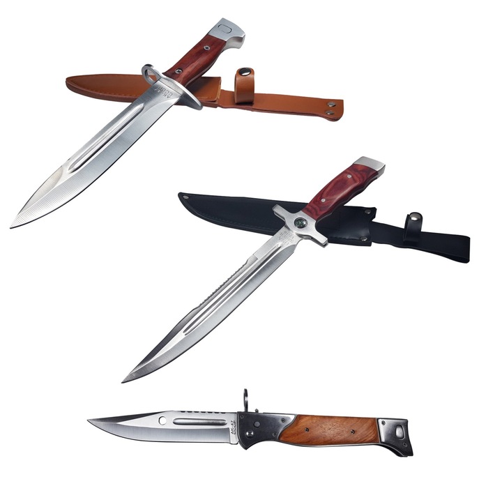 Set 2 cutite vanatoare, Depox, cadou briceag automatic AK-47