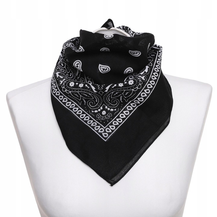 Класическа бандана, Moraj, памук, 53 х 53 см, черно/бяло