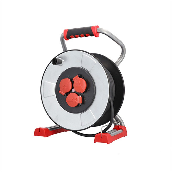 Удължител за бобина Bachmann 3xCEE7/3 H07RN-F 3G1.5mm 25m, IP44, гумен кабел