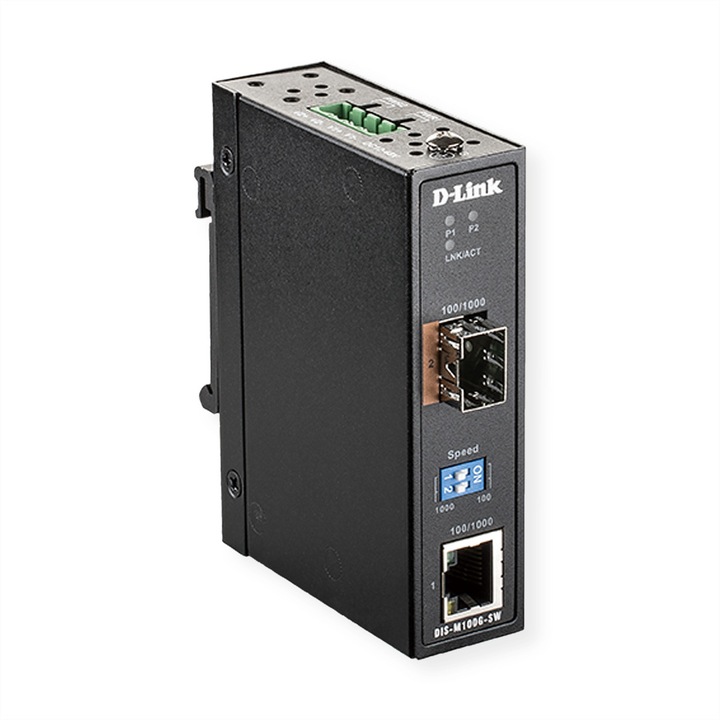 Ipari Ethernet konverter, D-Link, DIS-M100G-SW, Fekete