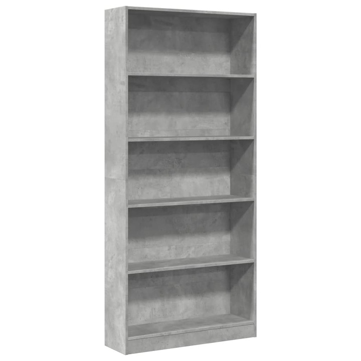 Biblioteca vidaXL, gri beton, 80x24x176 cm, lemn prelucrat 25.35 kg