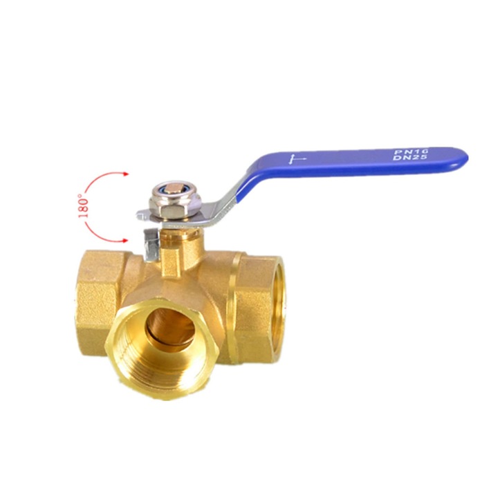 MWAOWM T-образен кран, 3-пътен, месинг, 1/2" NPT, максимално налягане 150 PSI