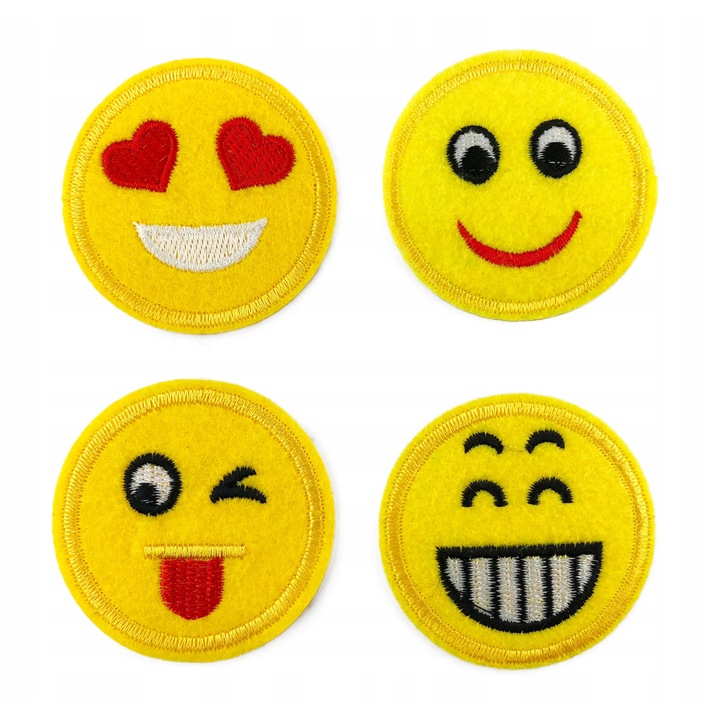 Petic Textil, Little Angel, Z103, Gura, emoticoane, zambet, 4 bucati, Galben