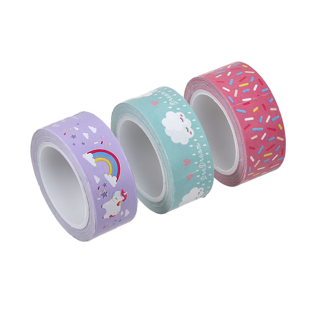 Set Benzi Adezive Washi Tape, Model Curcubeu-Nori-Confetti