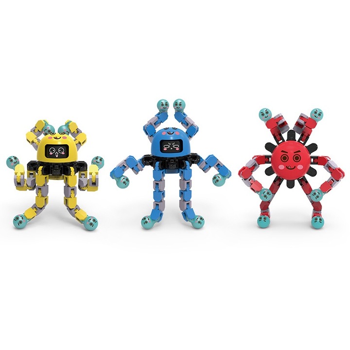 Jucarii Fidget Spinner, Robot Luminiscent Transformabil cu Lant pentru Copii Baieti si Fete, Set 3