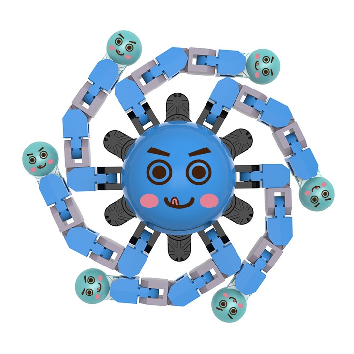 Jucarii Fidget Spinner, Robot Luminiscent Transformabil cu Lant pentru Copii Baieti si Fete, Albastru