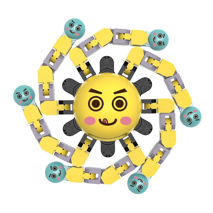 Jucarii Fidget Spinner, Robot Luminiscent Transformabil cu Lant pentru Copii Baieti si Fete, Galben