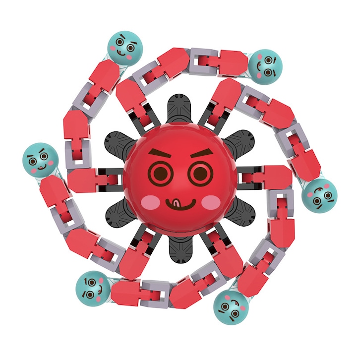 Jucarii Fidget Spinner, Robot Luminiscent Transformabil cu Lant pentru Copii Baieti si Fete, Rosu