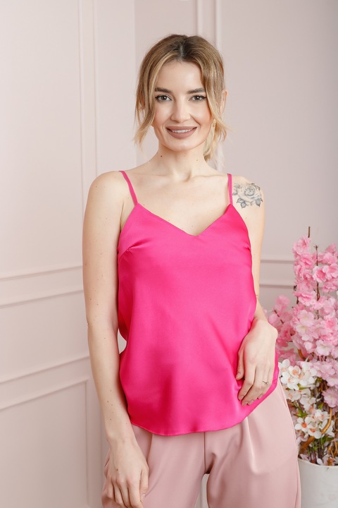 Елегантен цикламен топ с регулируеми презрамки, Един размер INTL