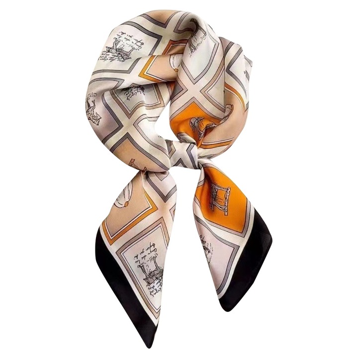 Esarfa pentru dama, Satin, 70x70 cm, Multicolor