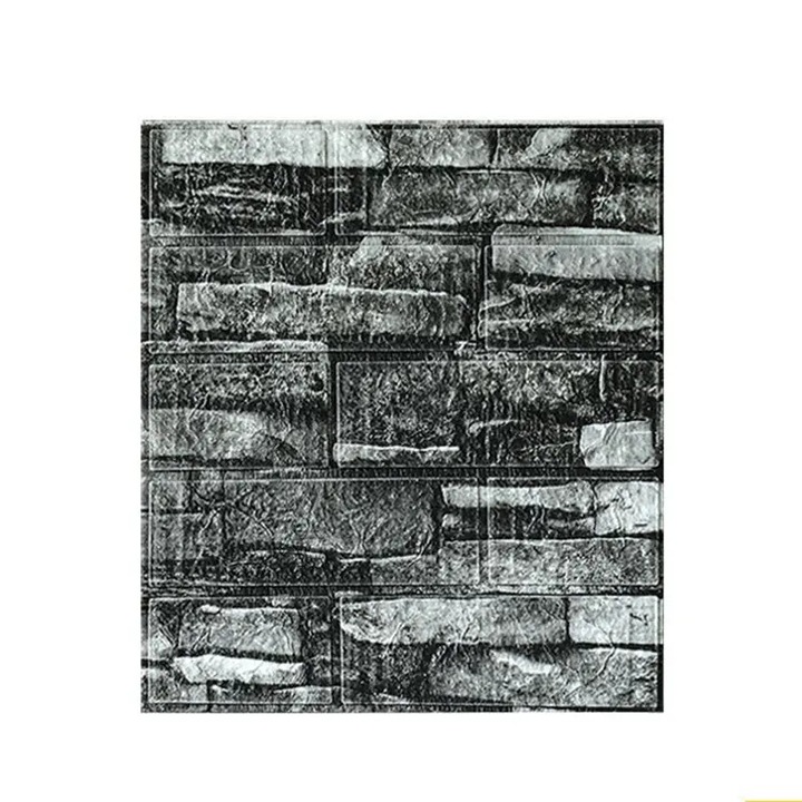Комплект от 10 3D тапета, Flippy, 35 x 38 cm, дебелина 3 mm, полиетилен, тухлен модел, покрита повърхност 1,33 sqm, сив камък