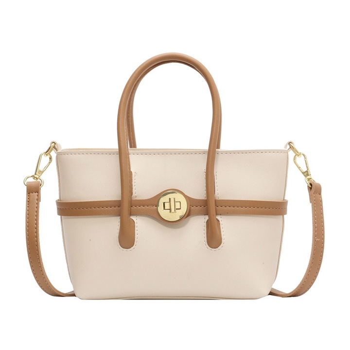 Női válltáska, BGHYHYHI, poliuretán, fehér/krém