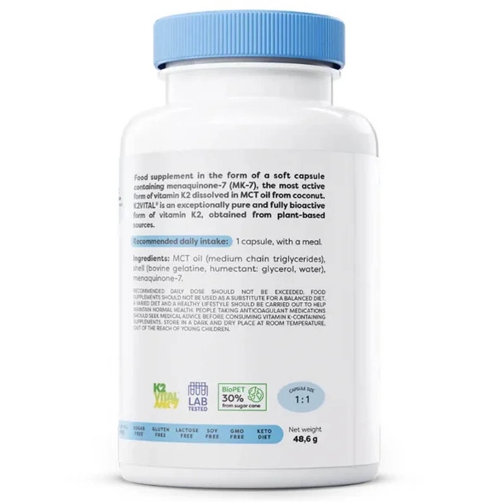 Vitamin K2 MK-7 (Menachinona), 100 mcg, Osavi, 120 softgels