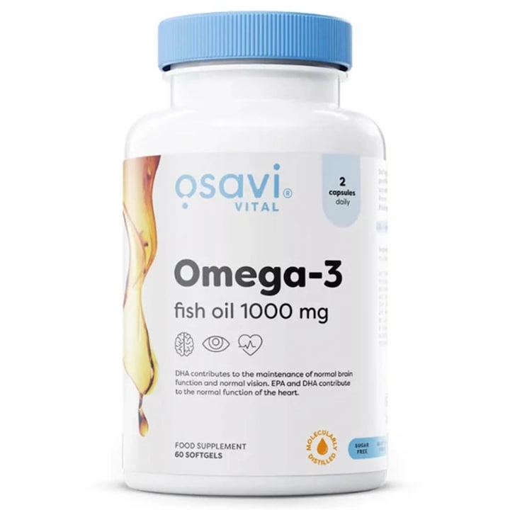Omega-3 Fish Oil Molecularly Distilled, 1000 mg, Osavi, 60 softgels