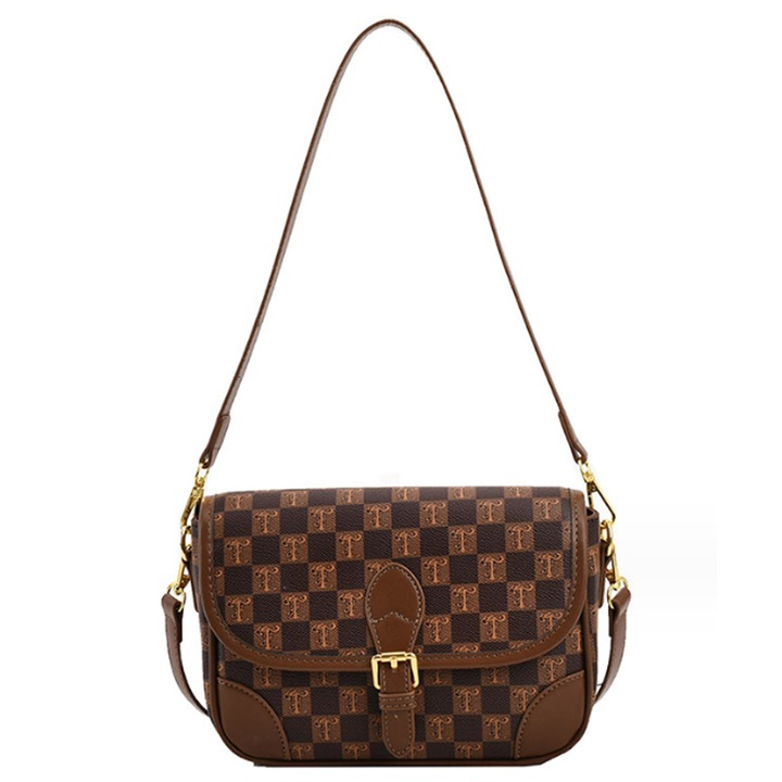 Jormftte kis válltáska, PU anyagból, egyszerű dizájn, kávé színű, kis méret