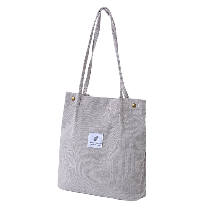 Női válltáska, Jormftte, kordbársony, világosszürke, 34x30x12cm, 1 táska szett