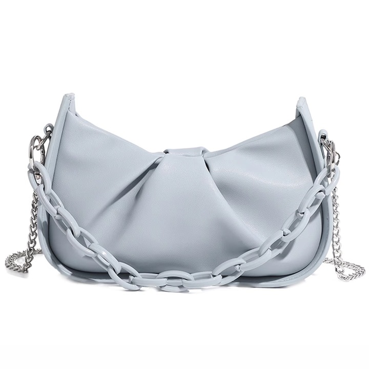 Jormftte női táska, Cloud modell, világoskék/fehér/sárga szín, méretei 26x7x15cm