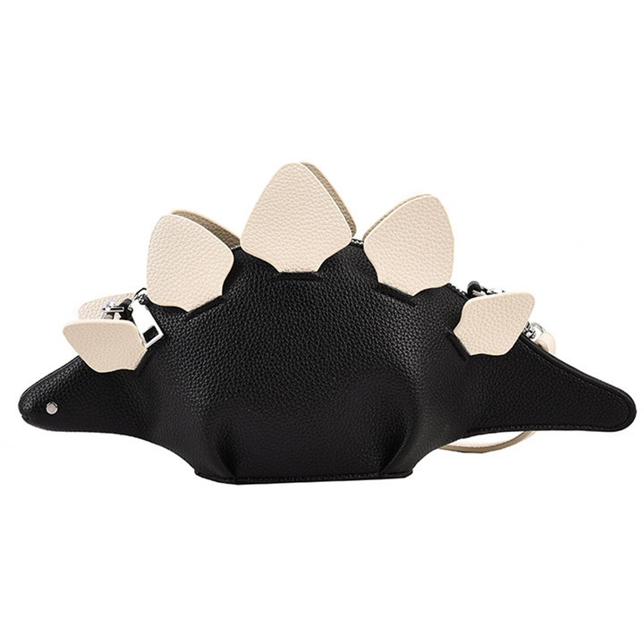 Jormftte crossbody táska, dinoszaurusz alakú, fekete, 32x16x16cm, PU anyagból