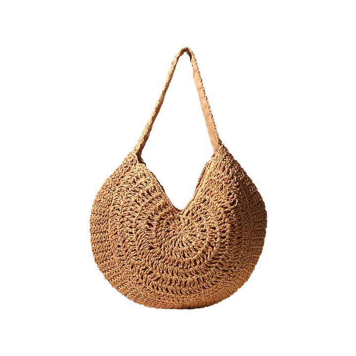 Jormftte kerek papirus strandtáska, barna, 44cm átmérő x 28cm magasság, 50cm vállpánt
