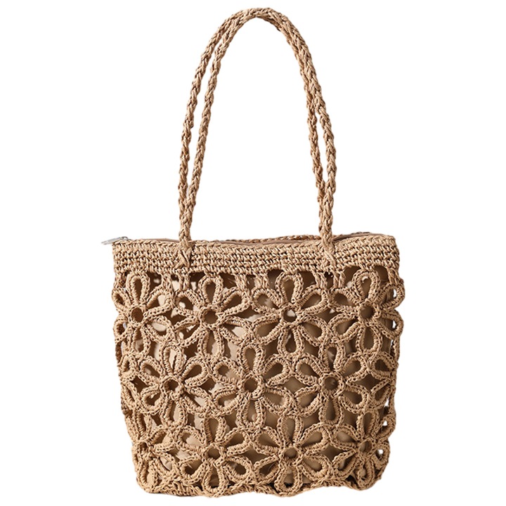 Плажна чанта BGHYHYHI, Сламена, 28x25x10см, С 24см презрамка