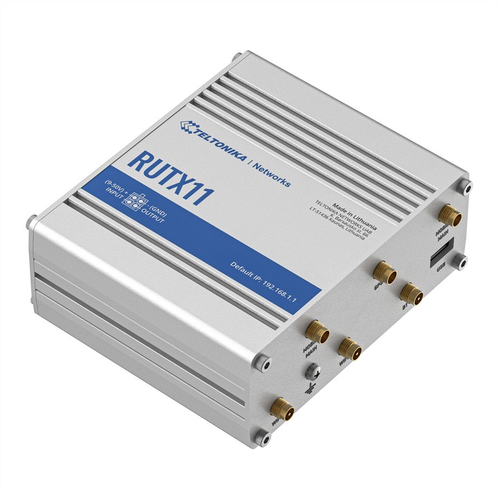 Безжичен рутер, TELTONIKA, RUTX11, 4G LTE, 300 Mbit/s, 4 Gigabit Ethernet порта