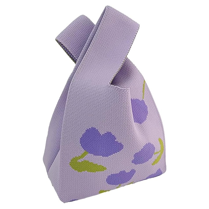 Retro női táska, kötött minta, hordozható, vásárláshoz, többszínű.