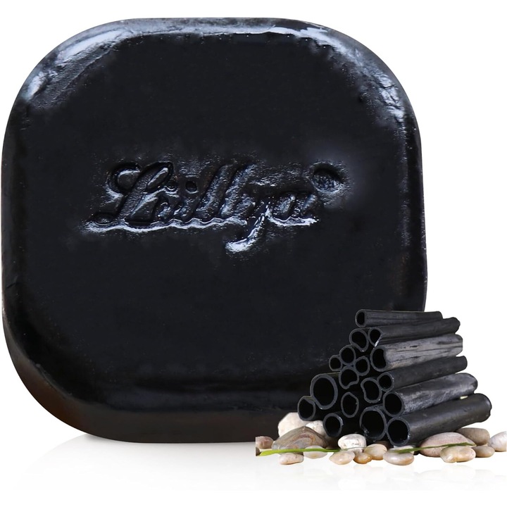 Комплект от два органични сапуна, ръчно изработени, с бамбукова сапунерка, цвете ирис и бамбуков въглен