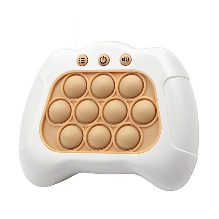 Jucarie POP IT Interactiva Pentru Copii, antistres, cu sunete si lumini Model Poppy Pop, Plastic, Alb, dalimag