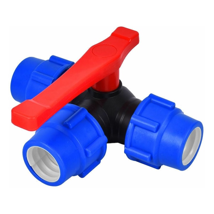 3-пътен вентил, longziming, 40 mm, PVC, устойчив на корозия, лесен за инсталиране, син