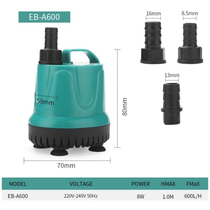 Потопяема водна помпа TNEAYWHE, 8W, ултратиха работа, регулиране на мощността, разнообразни приложения